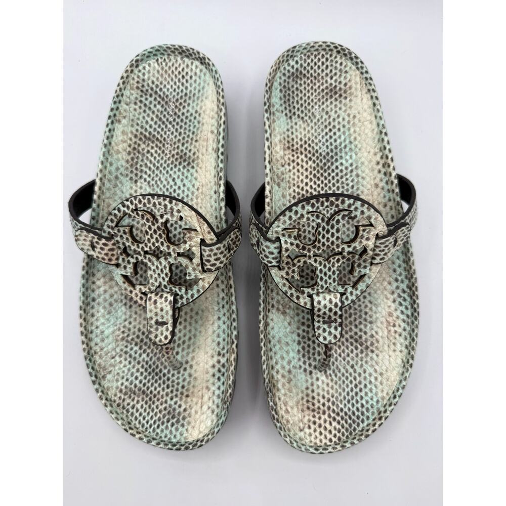 Tory Burch Miller Cloud Lug Sandals-Seaside Roccia Snakeskin Design Sz 8